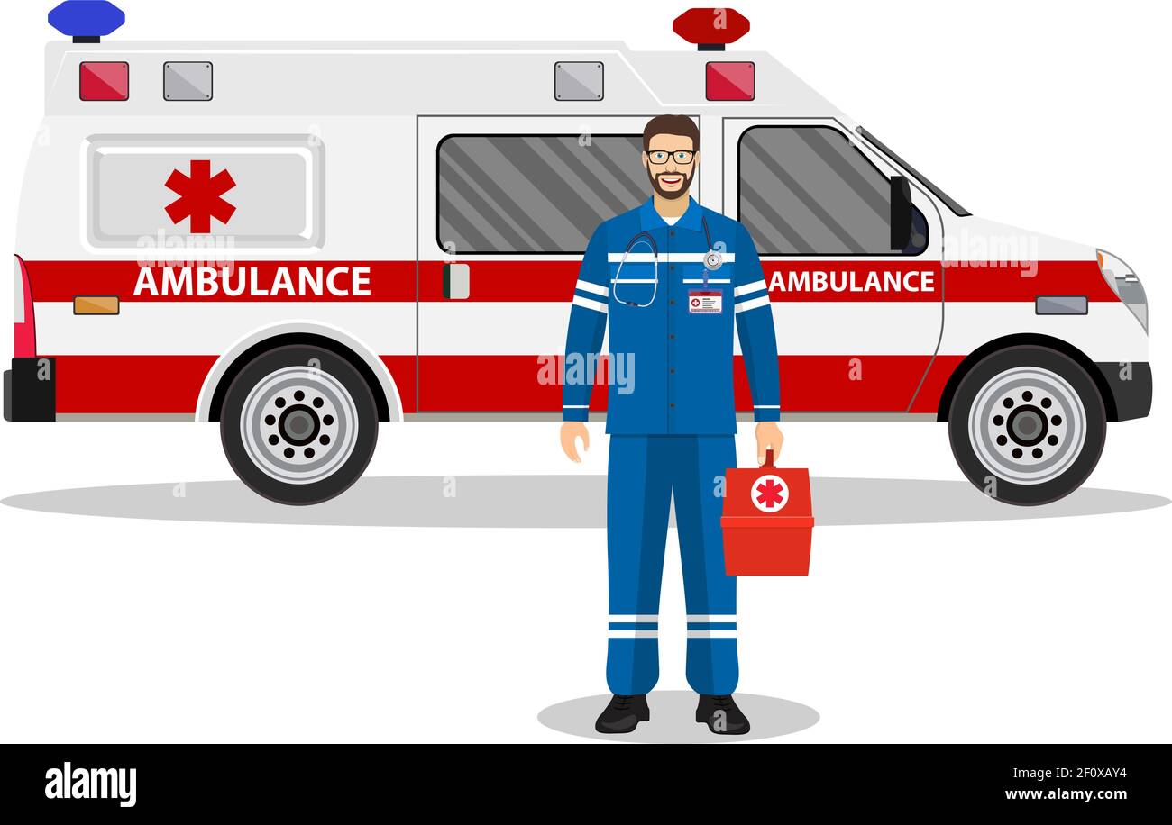 emergency doctor man and ambulance car Stock Vector Image & Art - Alamy