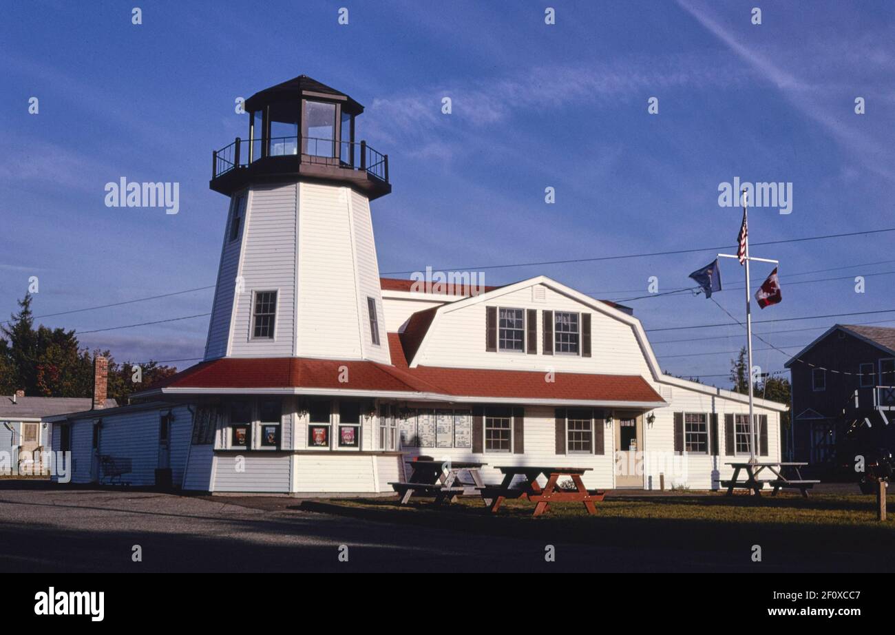 Lighthouse Restaurant Route 3 Trenton Maine ca. 1995 Stock Photo