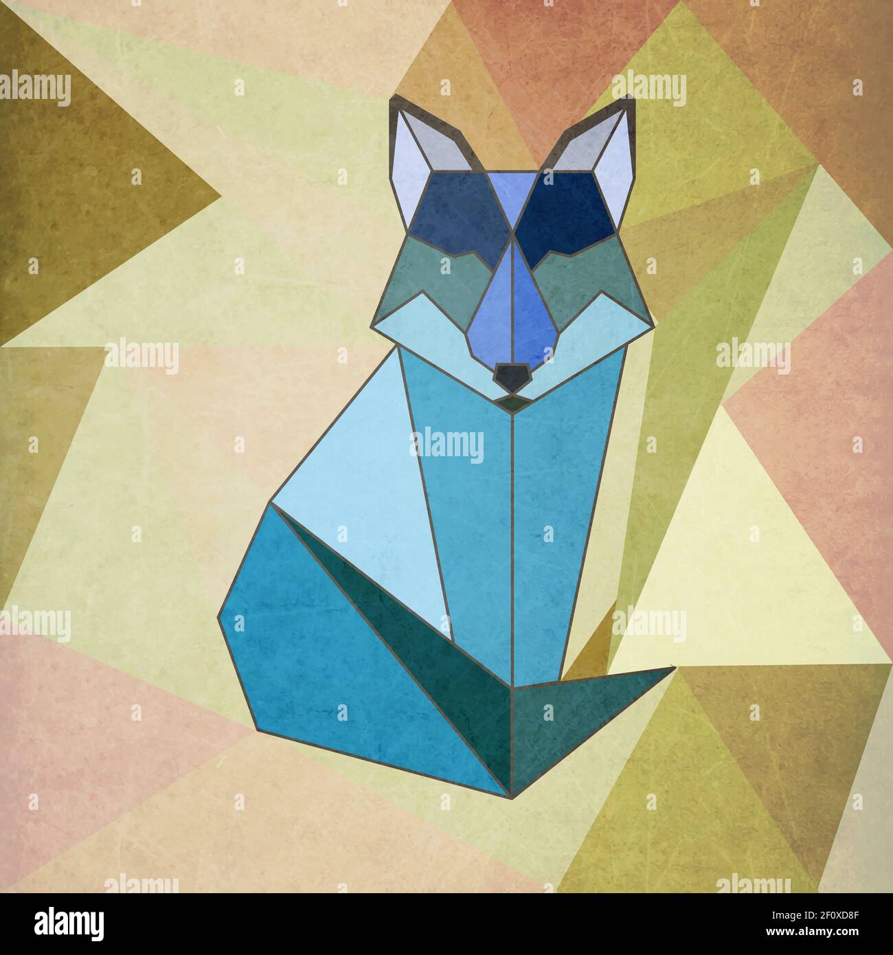 Graphic illustration work, made up of triangles only and showing an ...