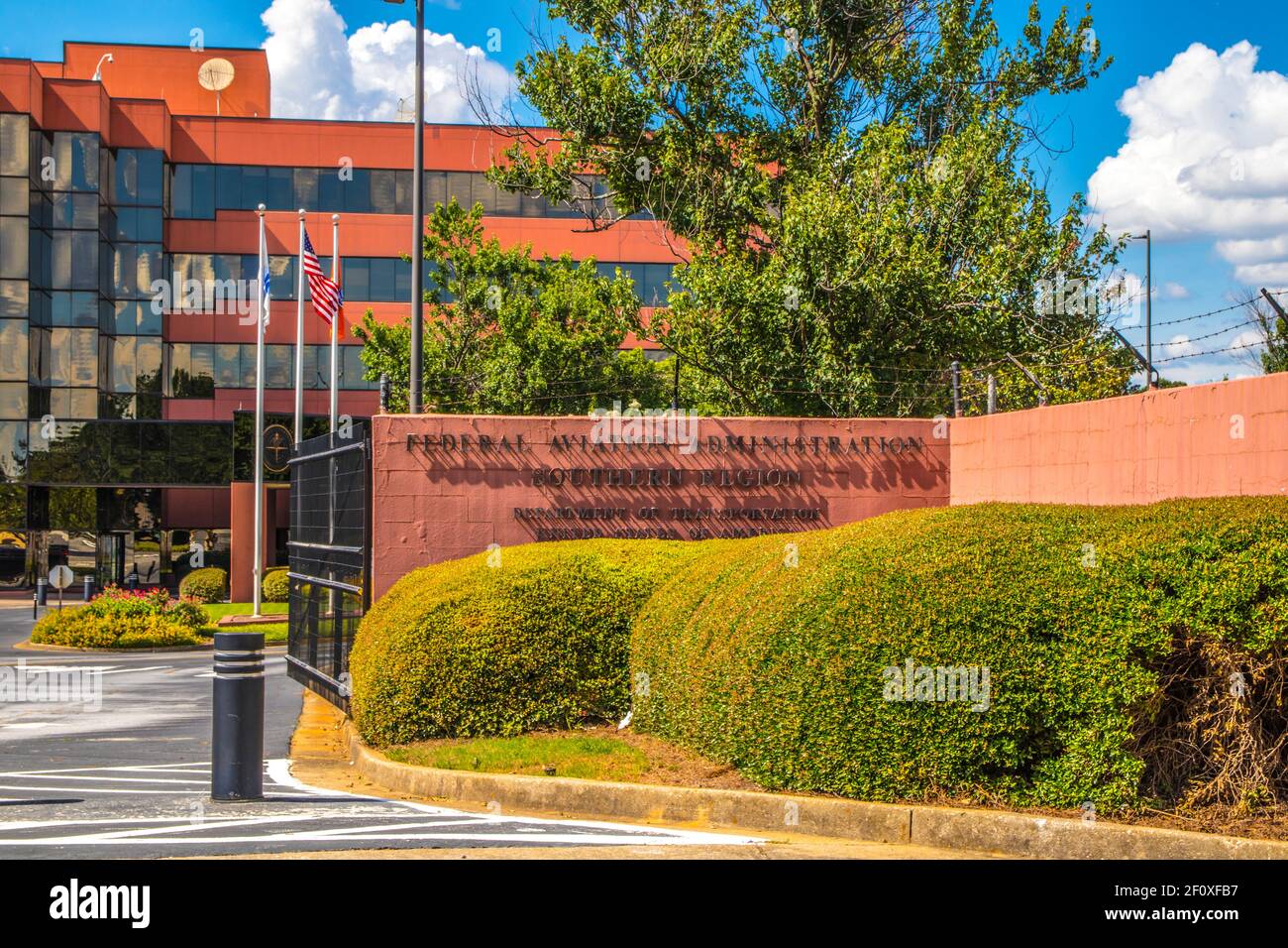 College Park, Ga / USA - 07 23 20: Federal Aviation Administration building entrance sign Stock Photo