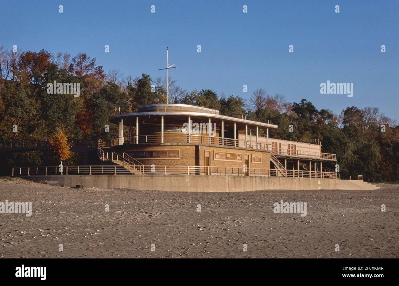 Bradford Beach Bath House central stair view Lincoln Memorial Drive ...