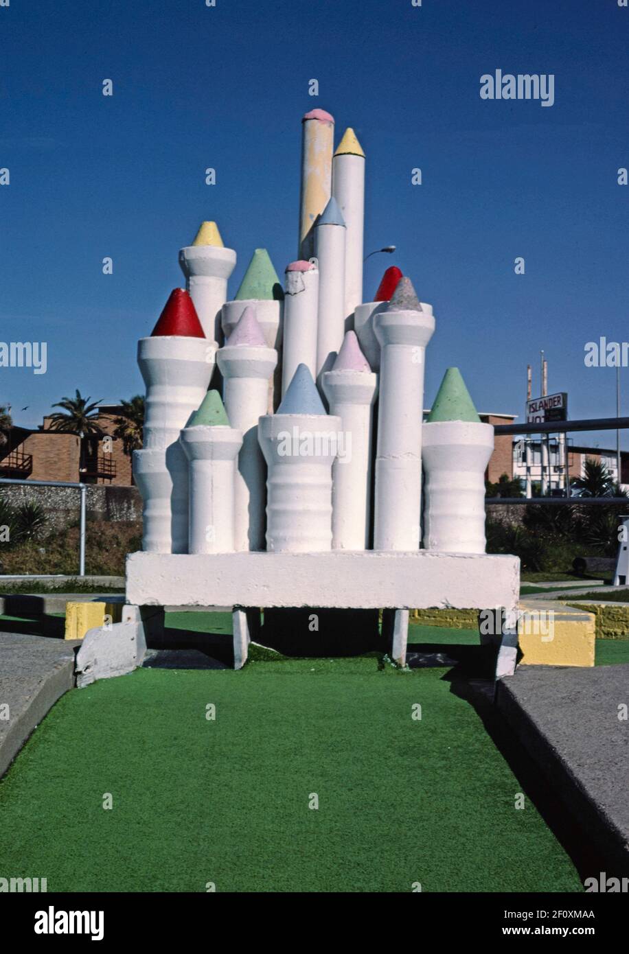 Castle Stewart Beach mini golf seawall Galveston Texas ca. 1986