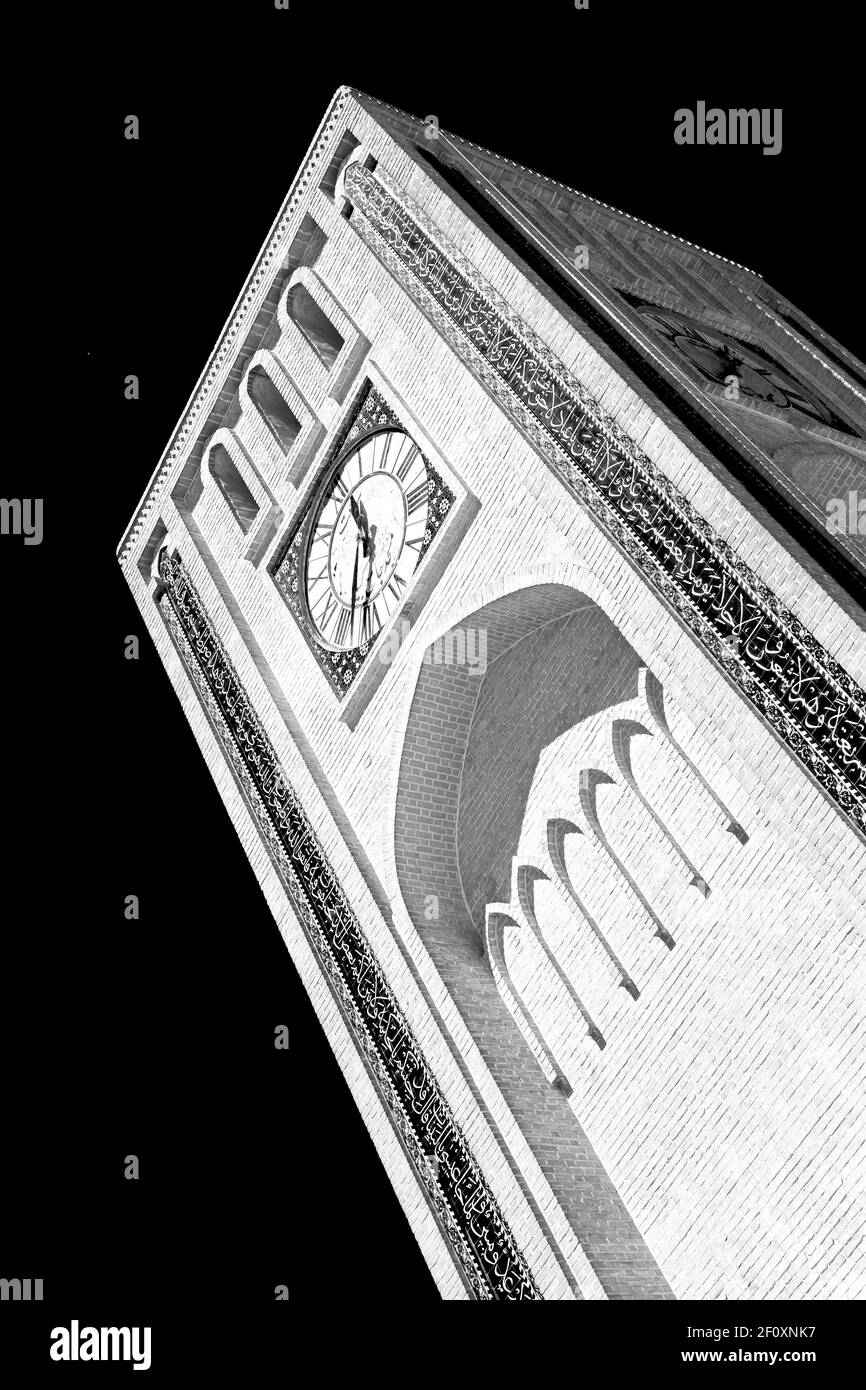 In iran antique clock tower Stock Photo Alamy