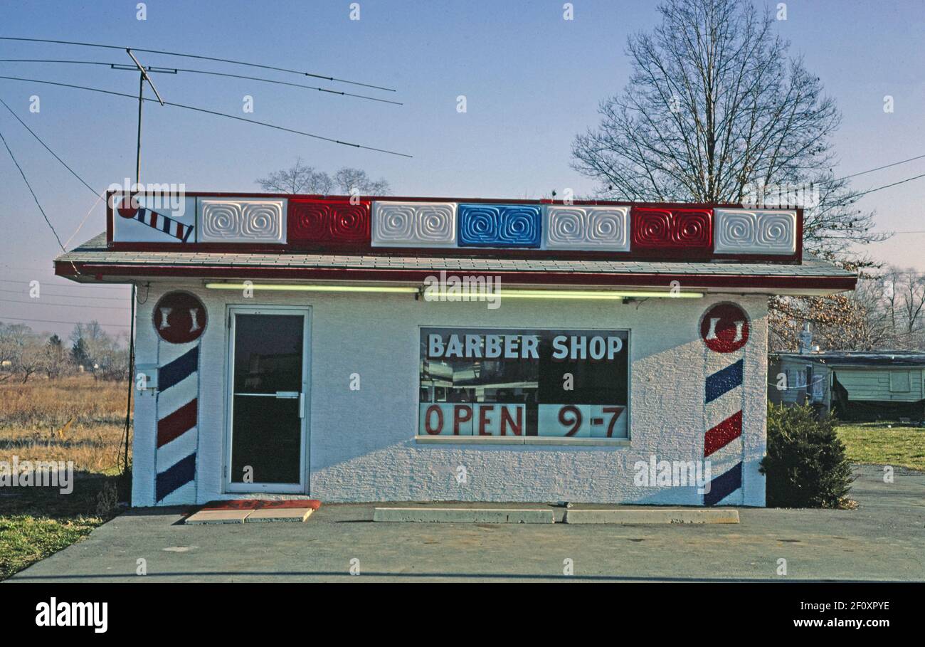 1980s United States Barber shop Columbus Ohio ca. 1980 Stock Photo