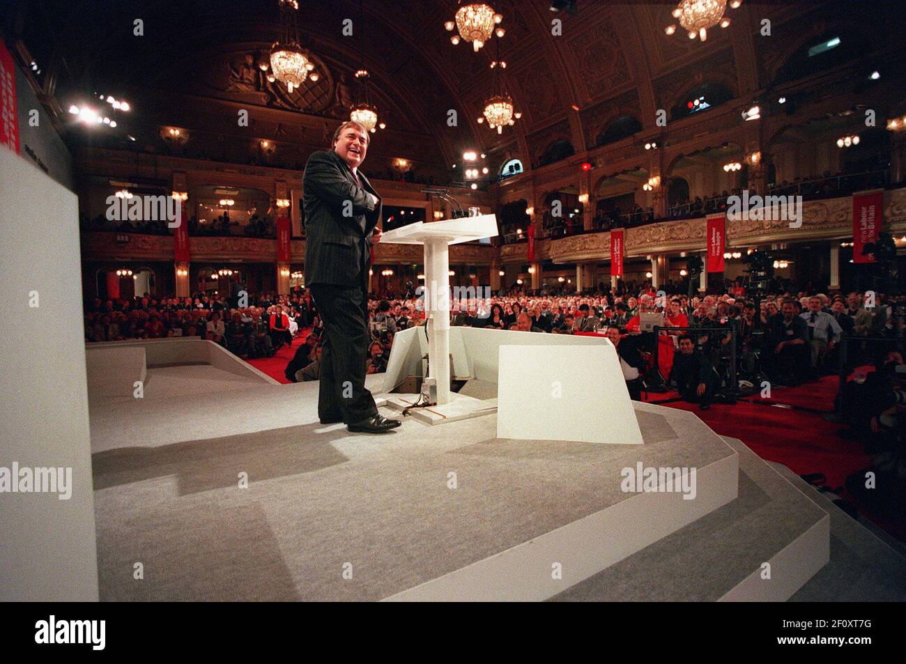 John Prescott Deputy Leader addresses the  Labour Party Conference - Blackpool 1996 Photograph by Brian Harris Dbase Stock Photo