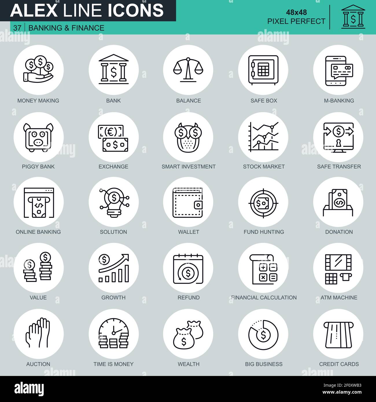 Thin line banking and finance icons set for website and mobile site and ...