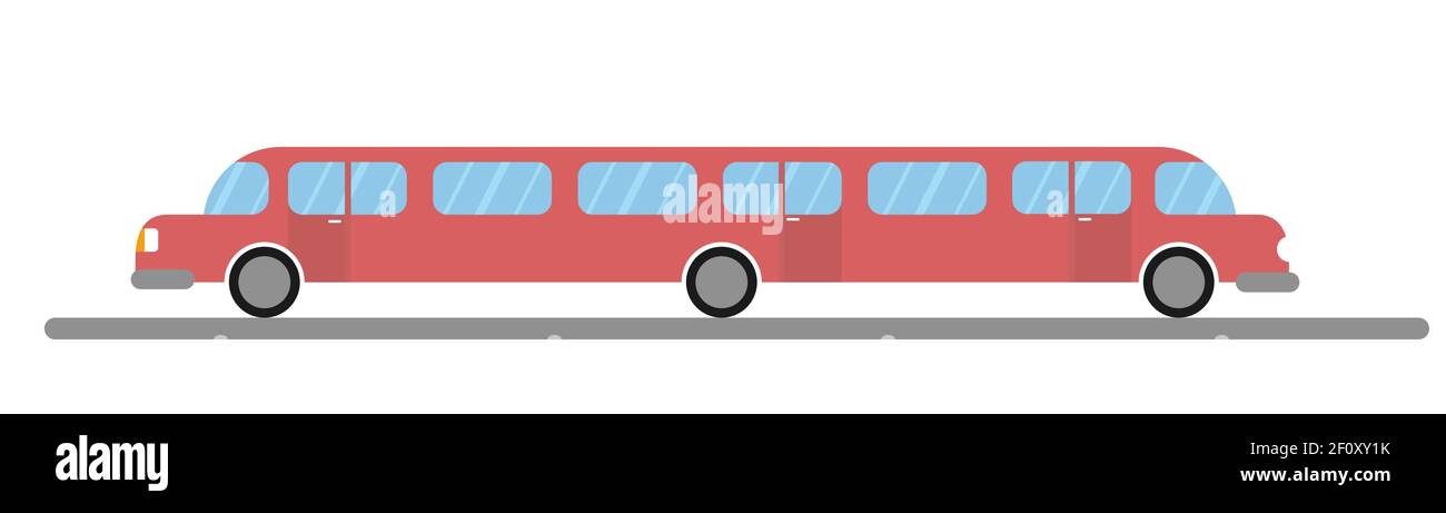 Long red car funny style vector illustration Stock Vector
