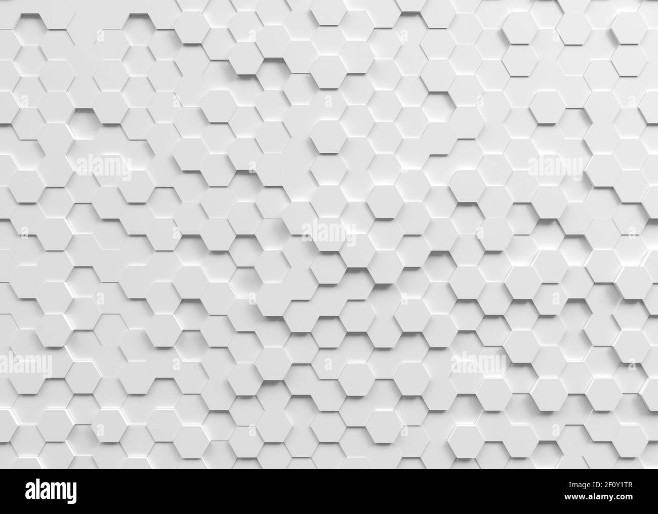 White hexagon background with geometrical structures 3D rendering Stock Photo