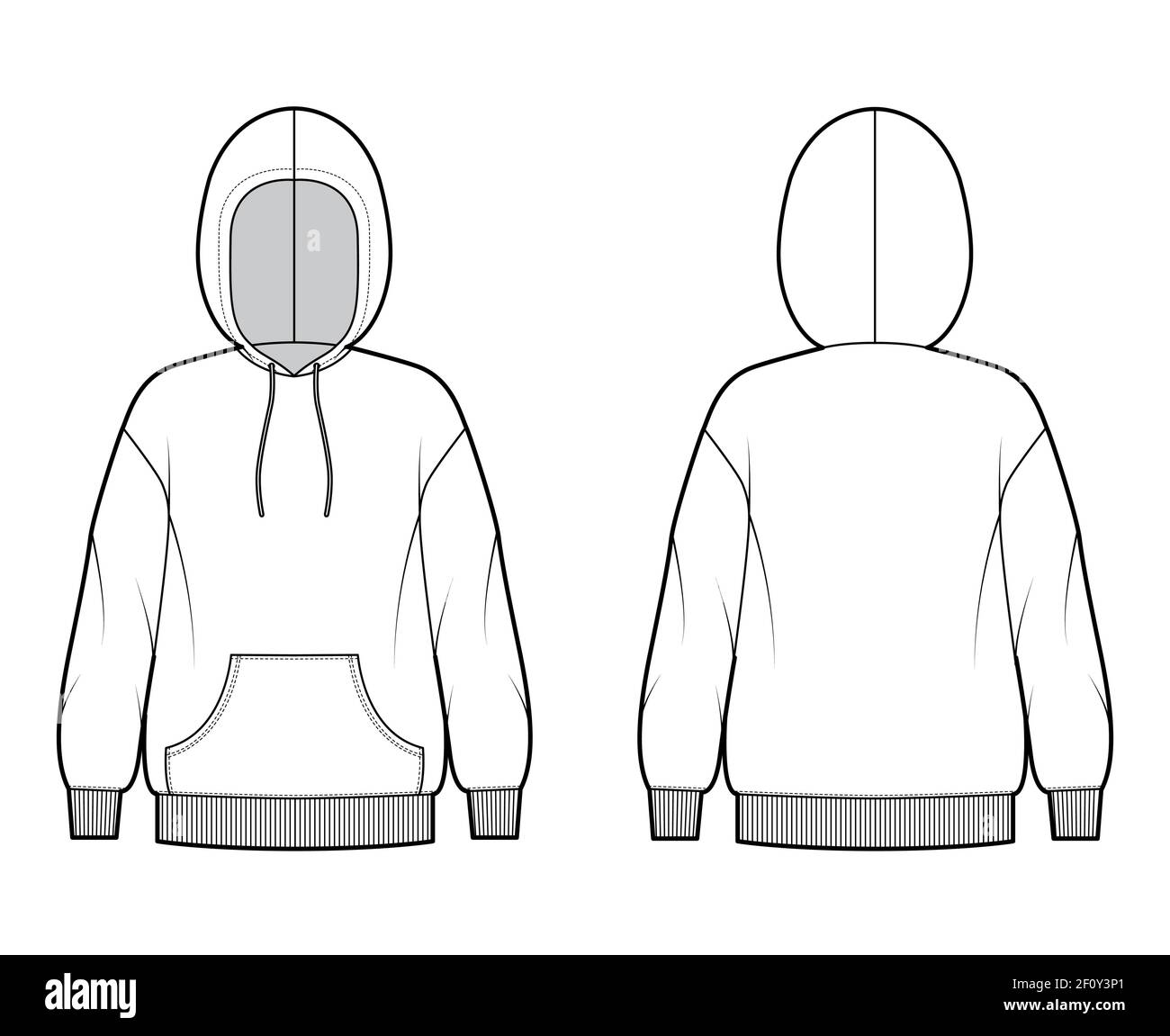 Hoody sweatshirt technical fashion illustration with long sleeves ...