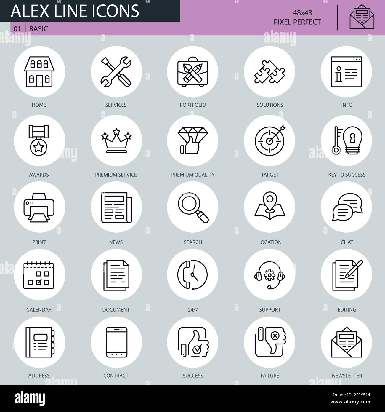 Thin line basic icons set for website and mobile site and apps ...