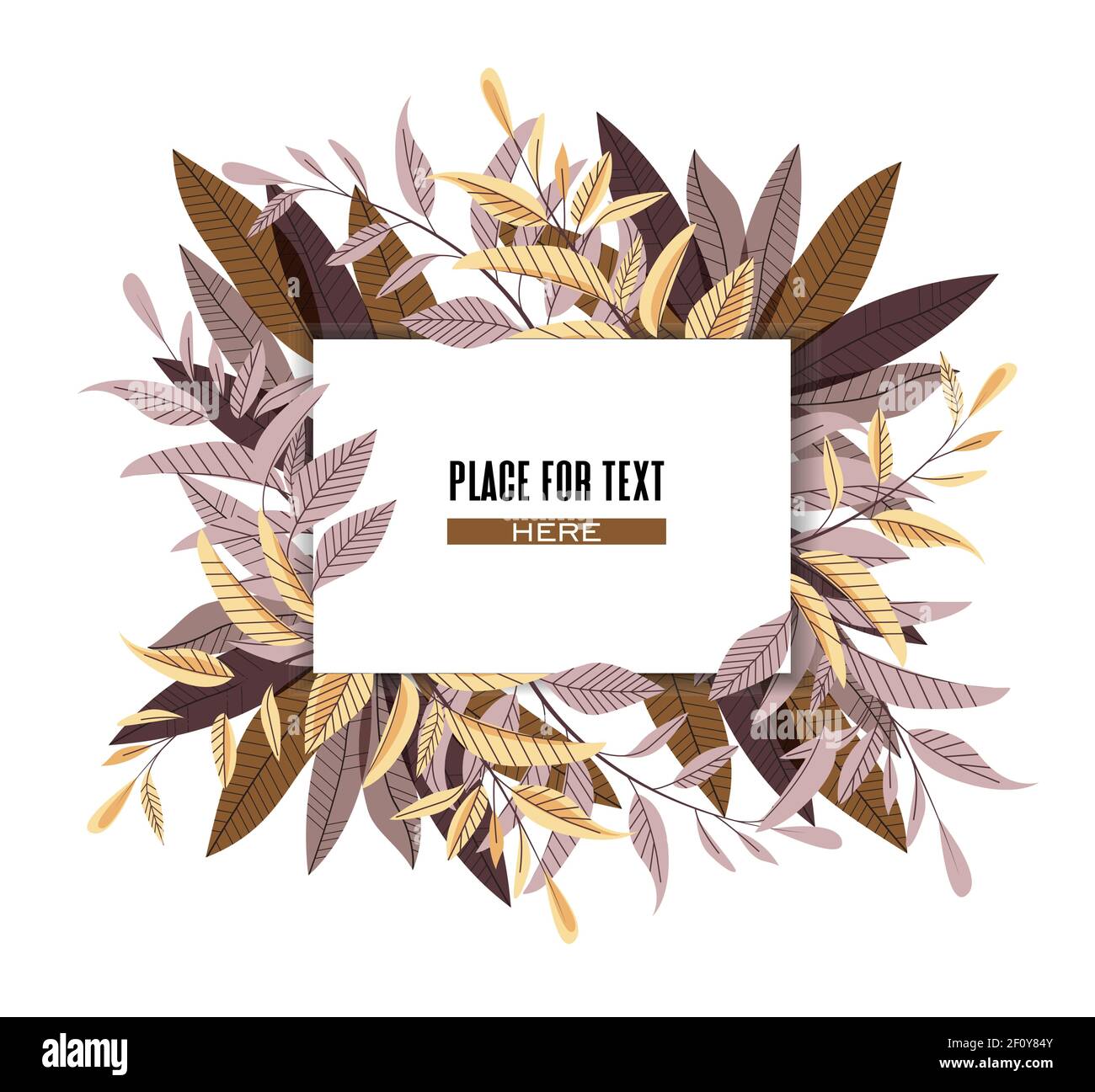 Vector Illustration Of Decoration Leaves Natural Background Invitation Card Template With Vector Illustration Of Decoration Leaves Natural Background Invitation Card Template With