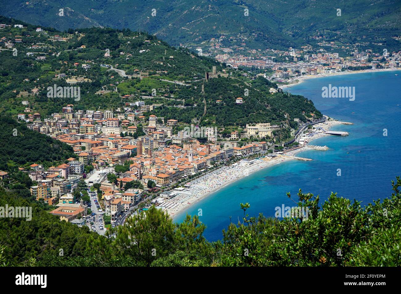 aerial-view-ligurian-village-noli-hi-res-stock-photography-and-images