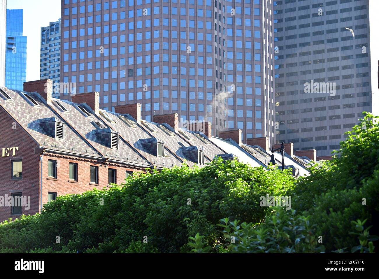 Contrasting architectural styles of buildings around Boston Harbor ...