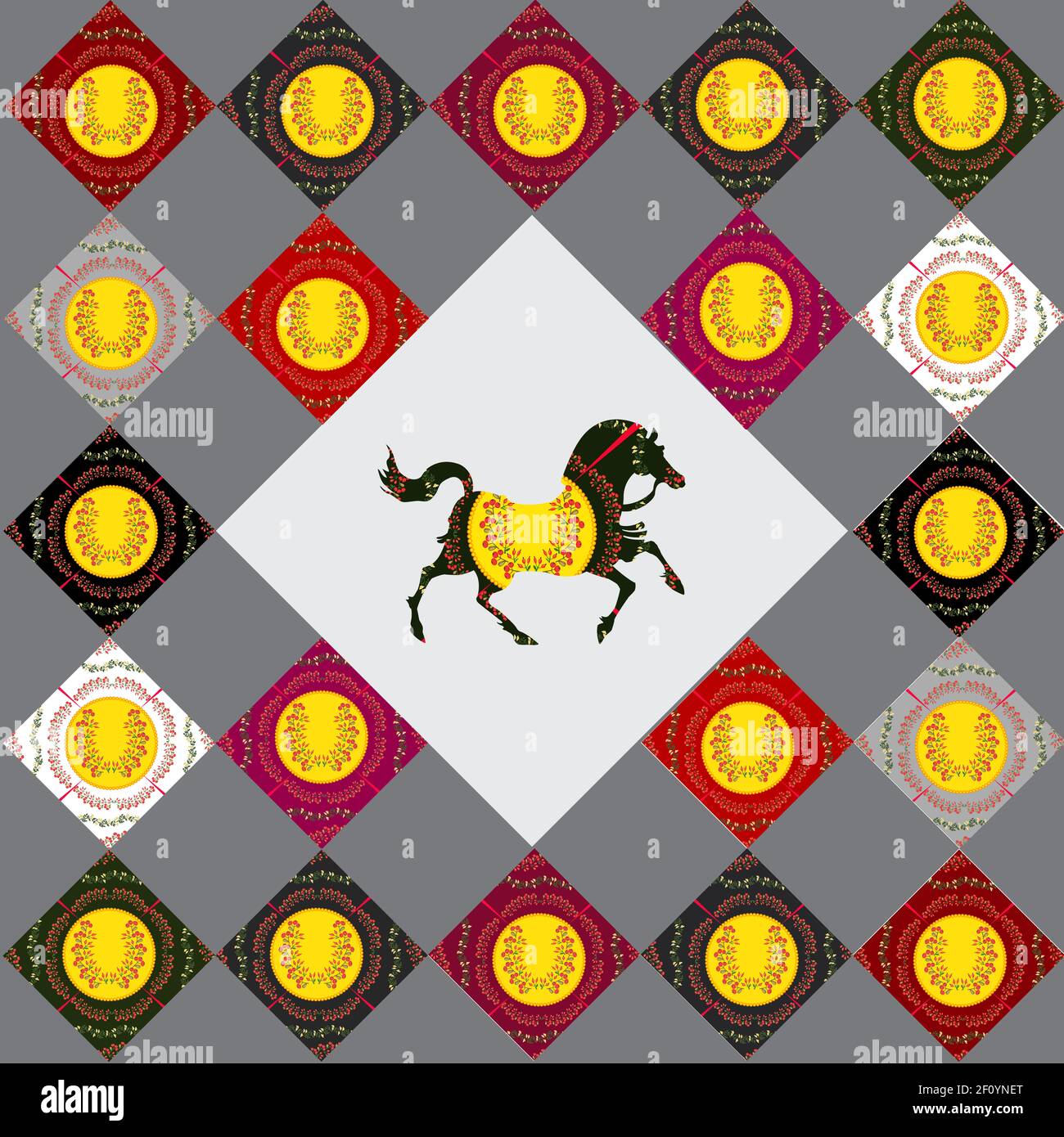 A classic graphic patchwork, consisting of simple geometric shapes ...