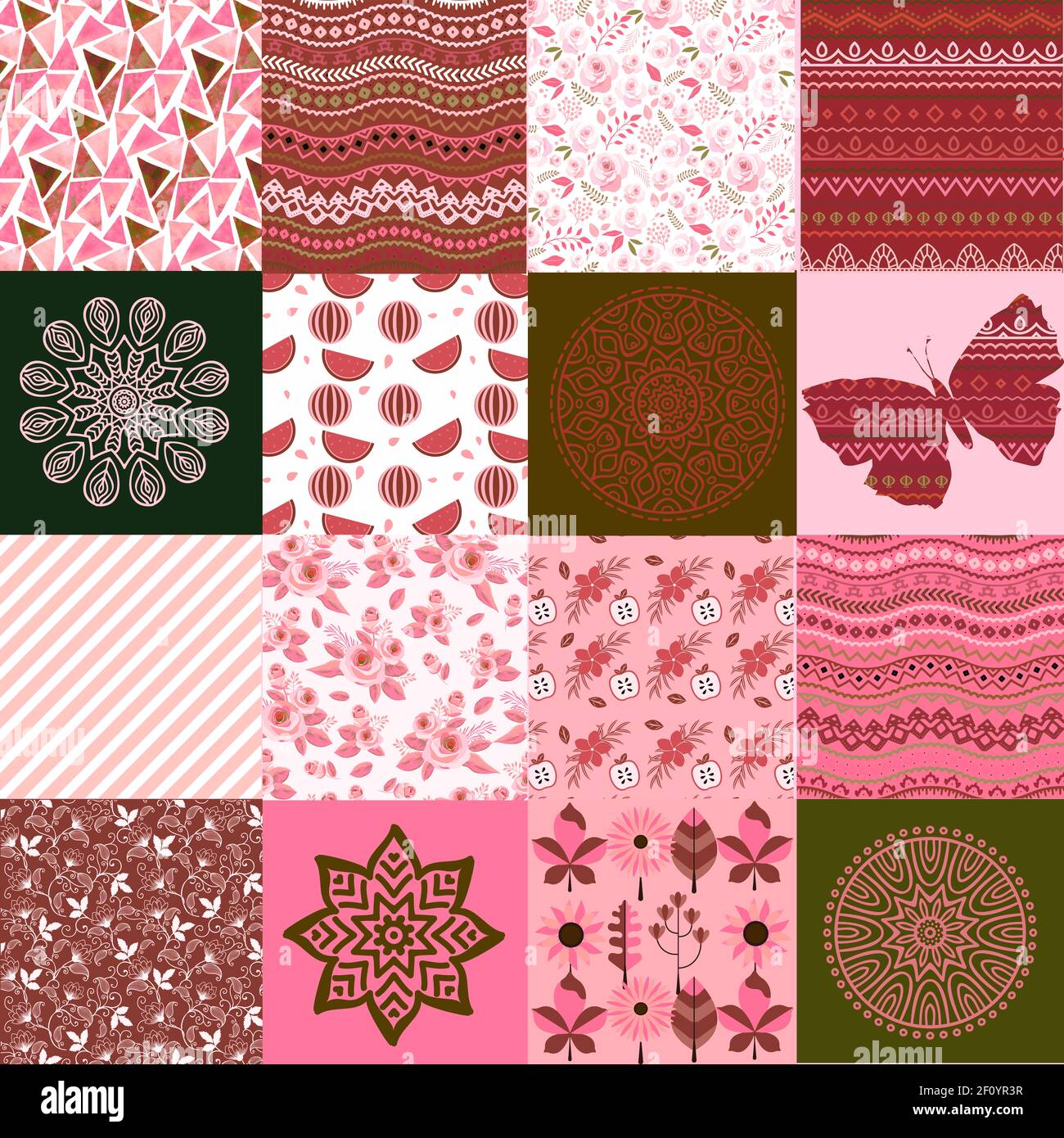 Classic graphic patchwork, consisting of simple geometric shapes ...