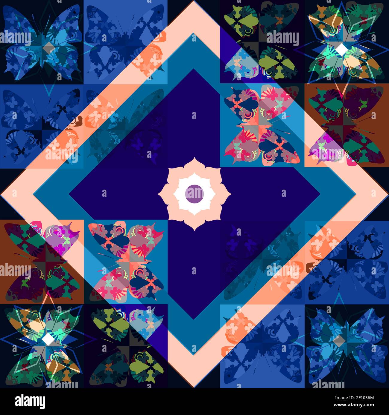 Graphic patchwork consisting of simple geometric shapes, patterns ...