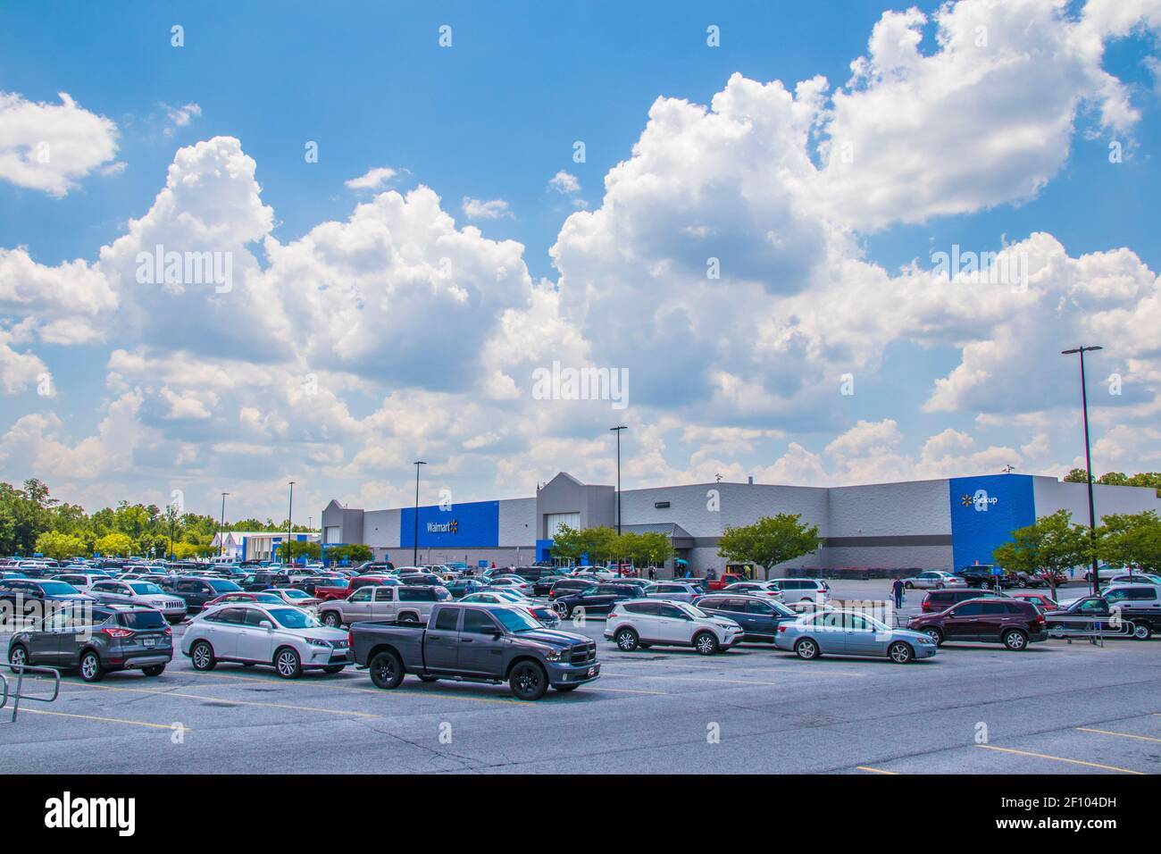 Loganville, Ga / USA 07 20 20 Landscape view of a Walmart parking