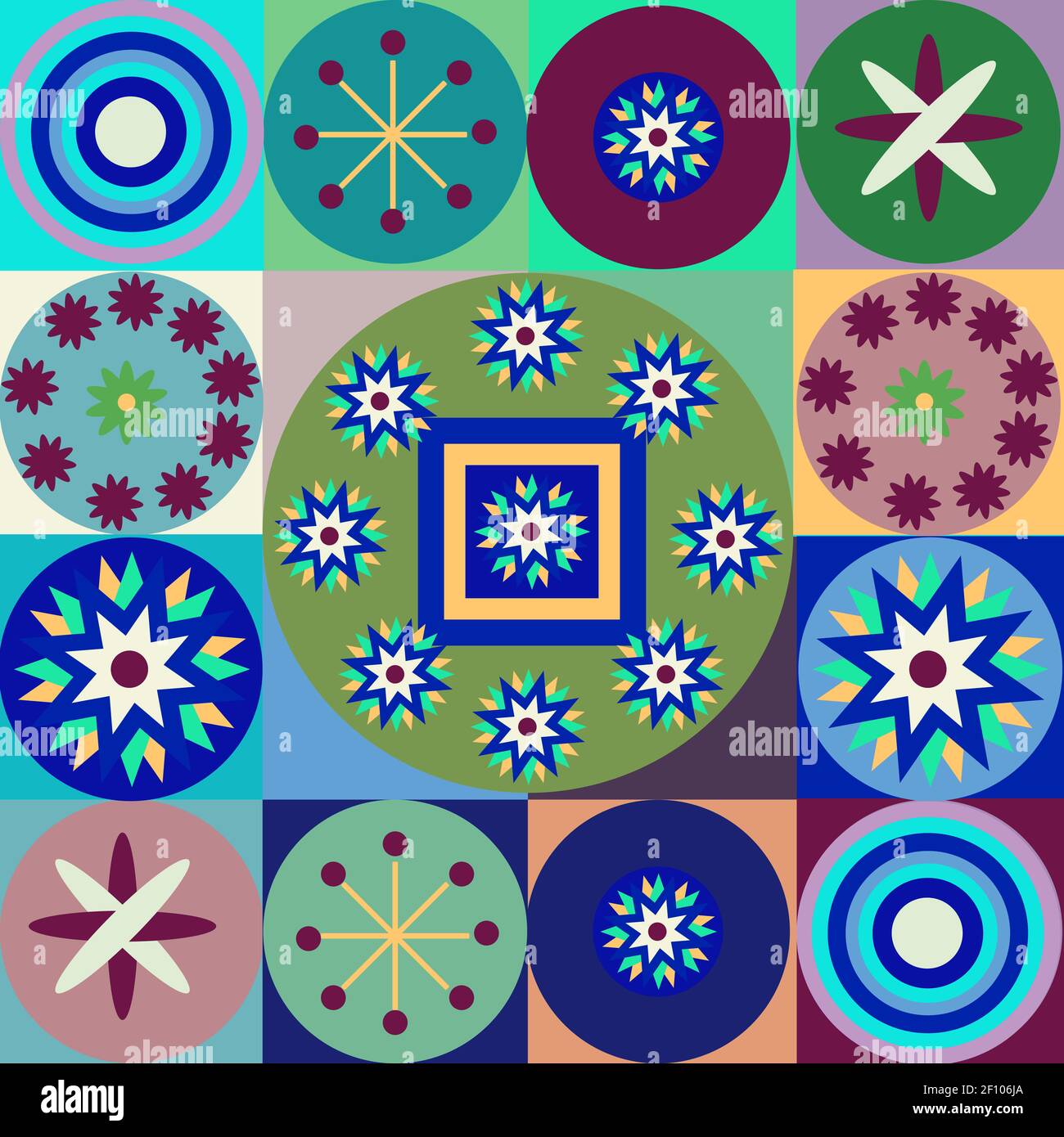 Graphic patchwork consisting of simple geometric shapes Stock Photo - Alamy