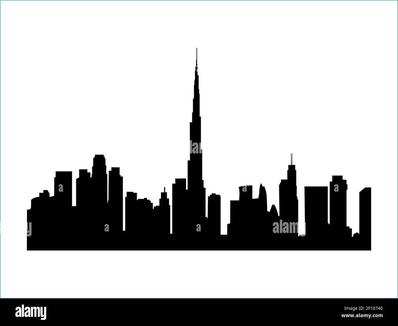 Dubai United Arab Emirates skyscrapers. Balck symbol silhouette buildings for prints, stickers, designs. Stock Vector