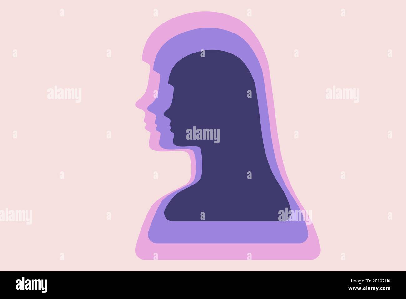 Woman abstract representation. Multi layered efect representing personality depth and complexity. Vector icon. Stock Vector