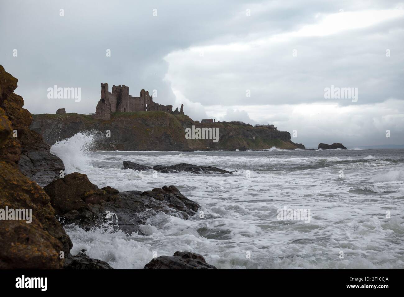 Cliffs along the Coast at Tantallon Castle in East Lothian, Scotland. Stock Photo