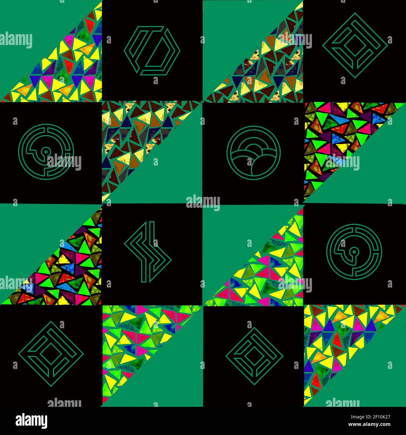 Graphic patchwork in which elements of geometric shapes Stock Photo - Alamy