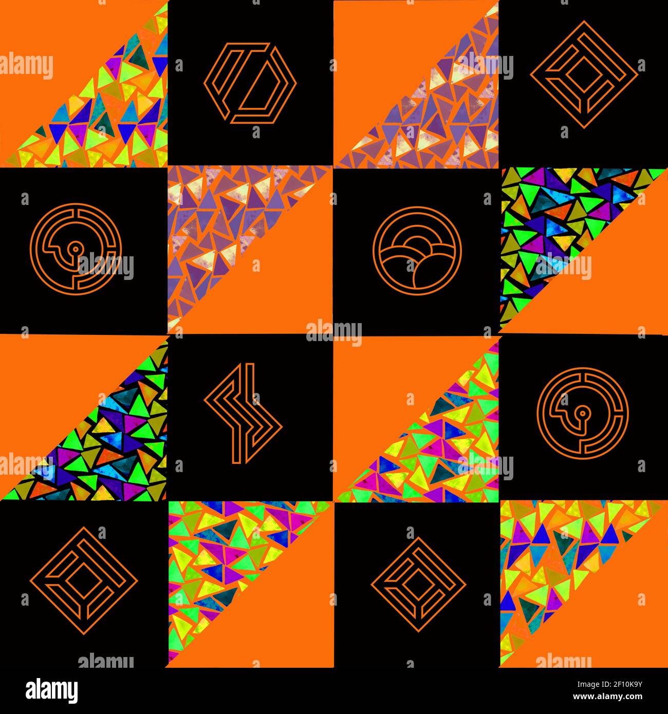 Graphic patchwork in which elements of geometric shapes Stock Photo - Alamy