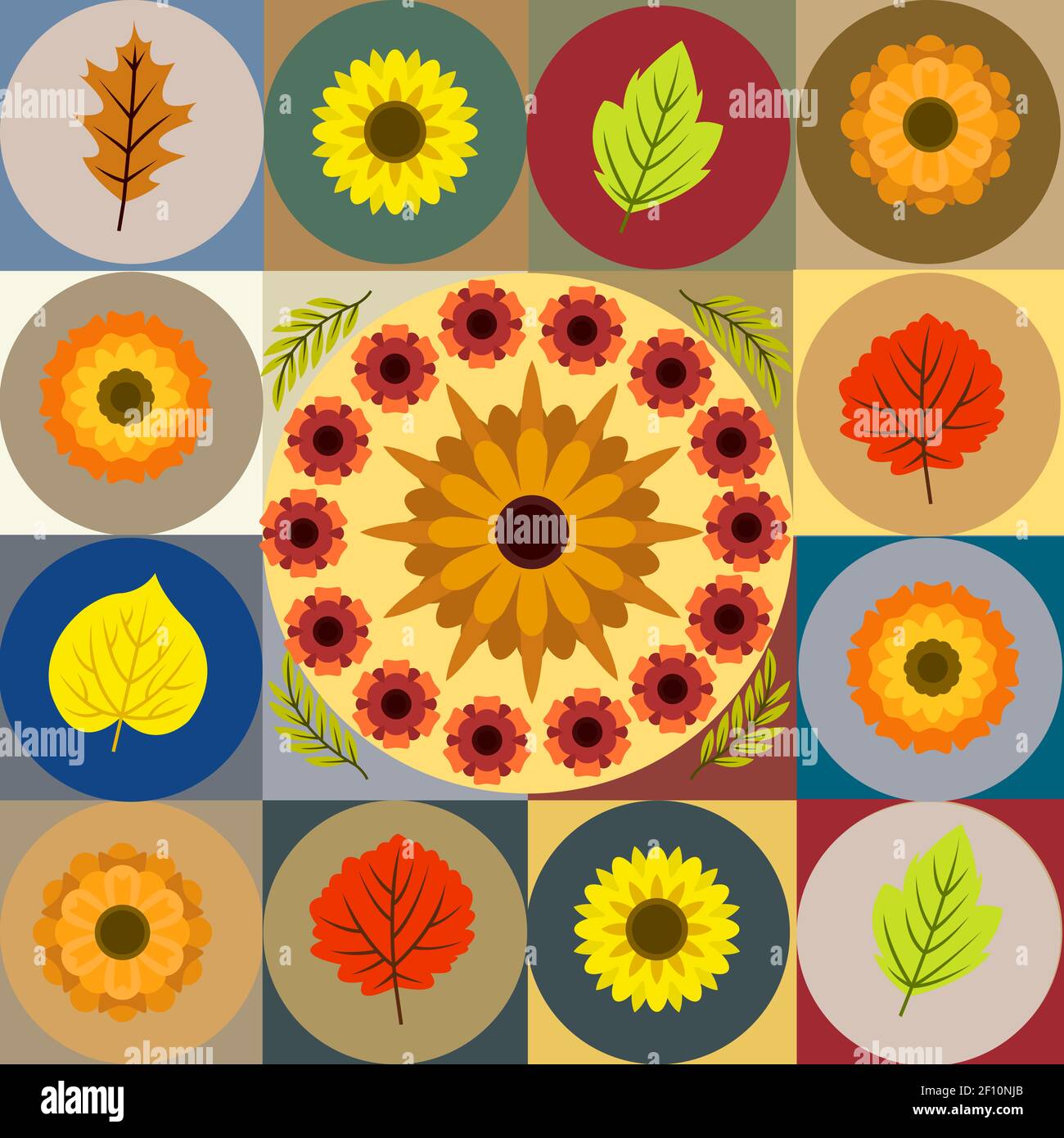 Nature's Threads Patchwork Graphic patchwork with elements from the nature of animals and plants ...
