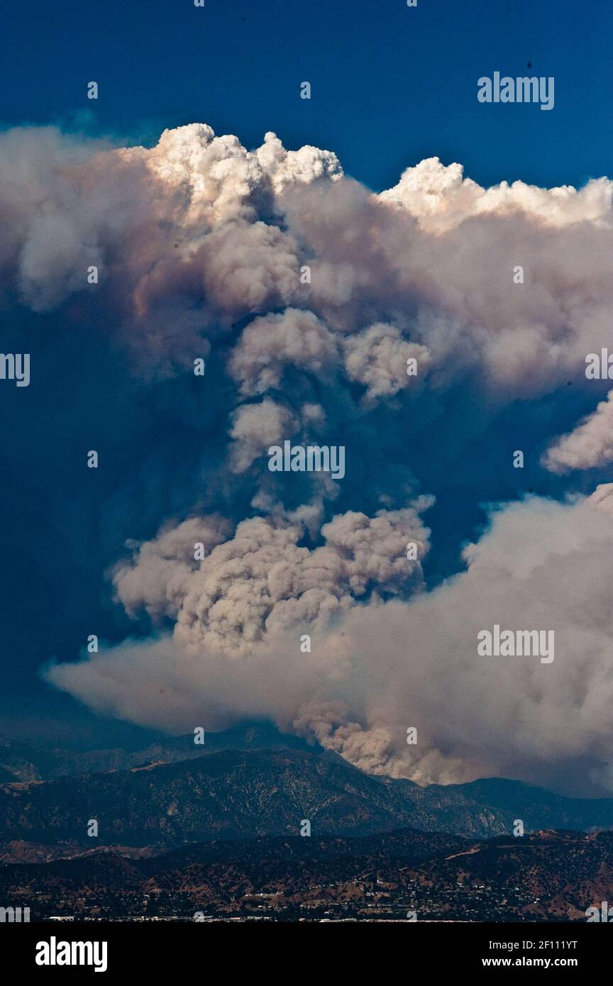 29 August 2009, Los Angeles, CA. Clouds of smoke are rising from La