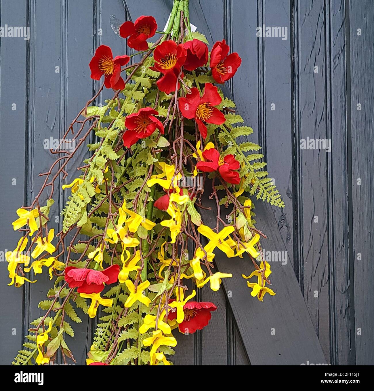 Flowers on a door Stock Photo Alamy