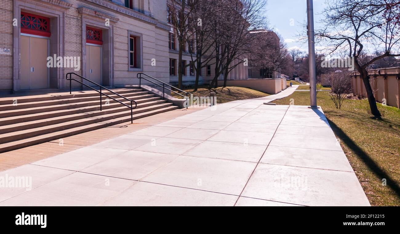 The walkway in front of Taylor Allderdice High School, a Pittsburgh