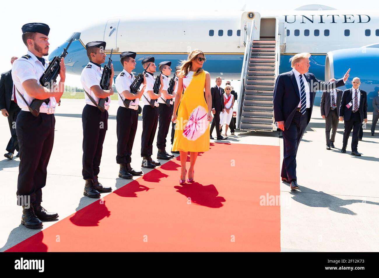 President Donald Trump and First Lady Melania Trump disembark Air Force One  Saturday Aug. 24 2019 at Biarritz Airport in Biarritz France Stock Photo -  Alamy