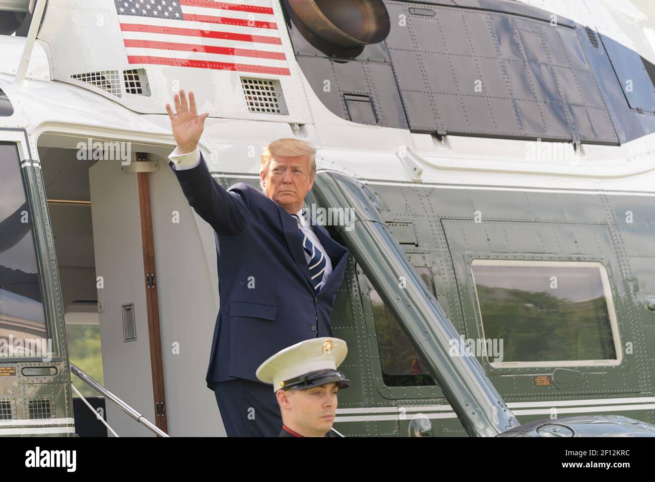 President Donald Trump departs Winfield House Tuesday June 4 2019 en route to Porstmouth for the Commemoration Ceremony honoring the 75th anniversary of D-Day. Stock Photo