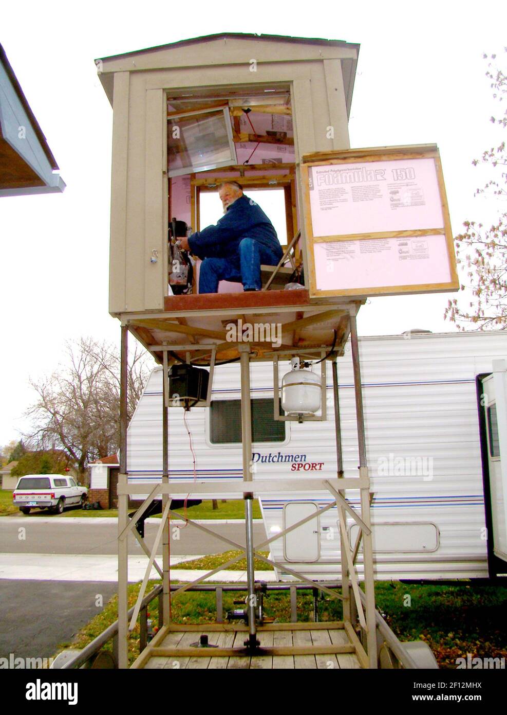Norman Landby, of Crookston, Minnesota, operates the electric hydraulic