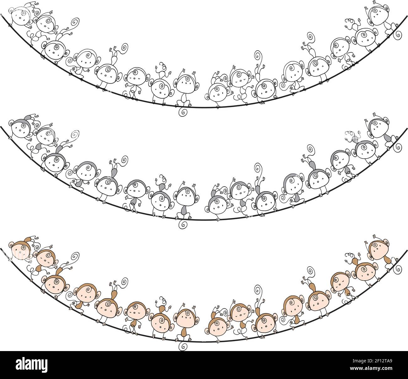 vector cartoon monkey action set background Stock Vector Image & Art ...