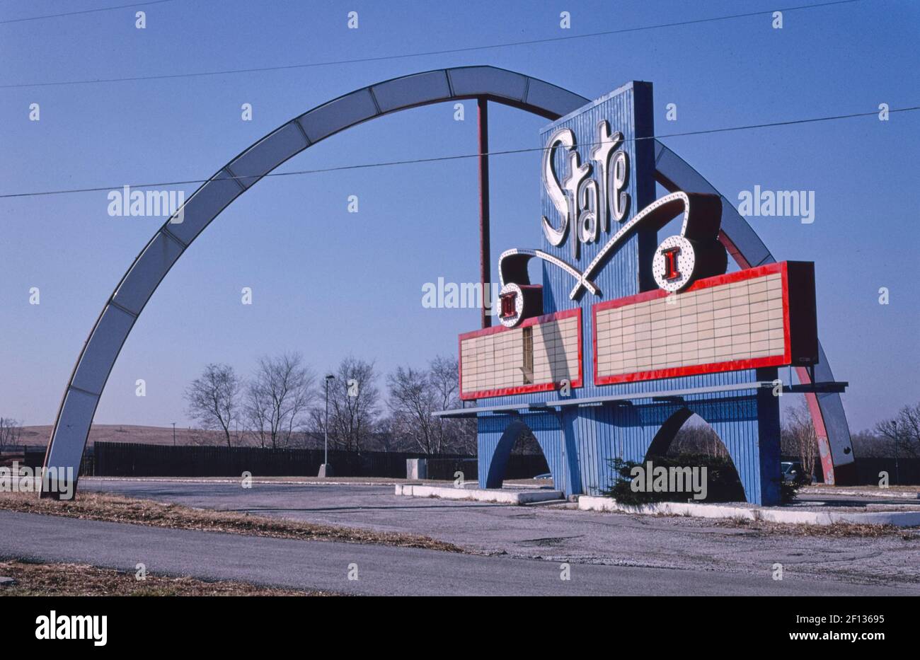 State Drive-In Theater sign closer view Route 24 State Avenue Kansas City Kansas ca. 1994 Stock Photo