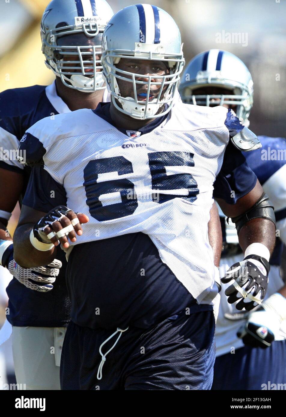 Dallas Cowboys center Andre Gurode works during practice at training ...