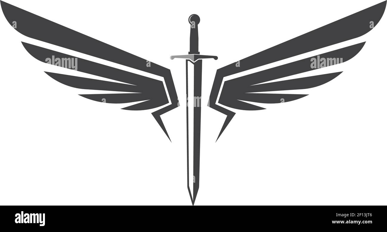 sword wings  logo icon vector illustration design template Stock Vector