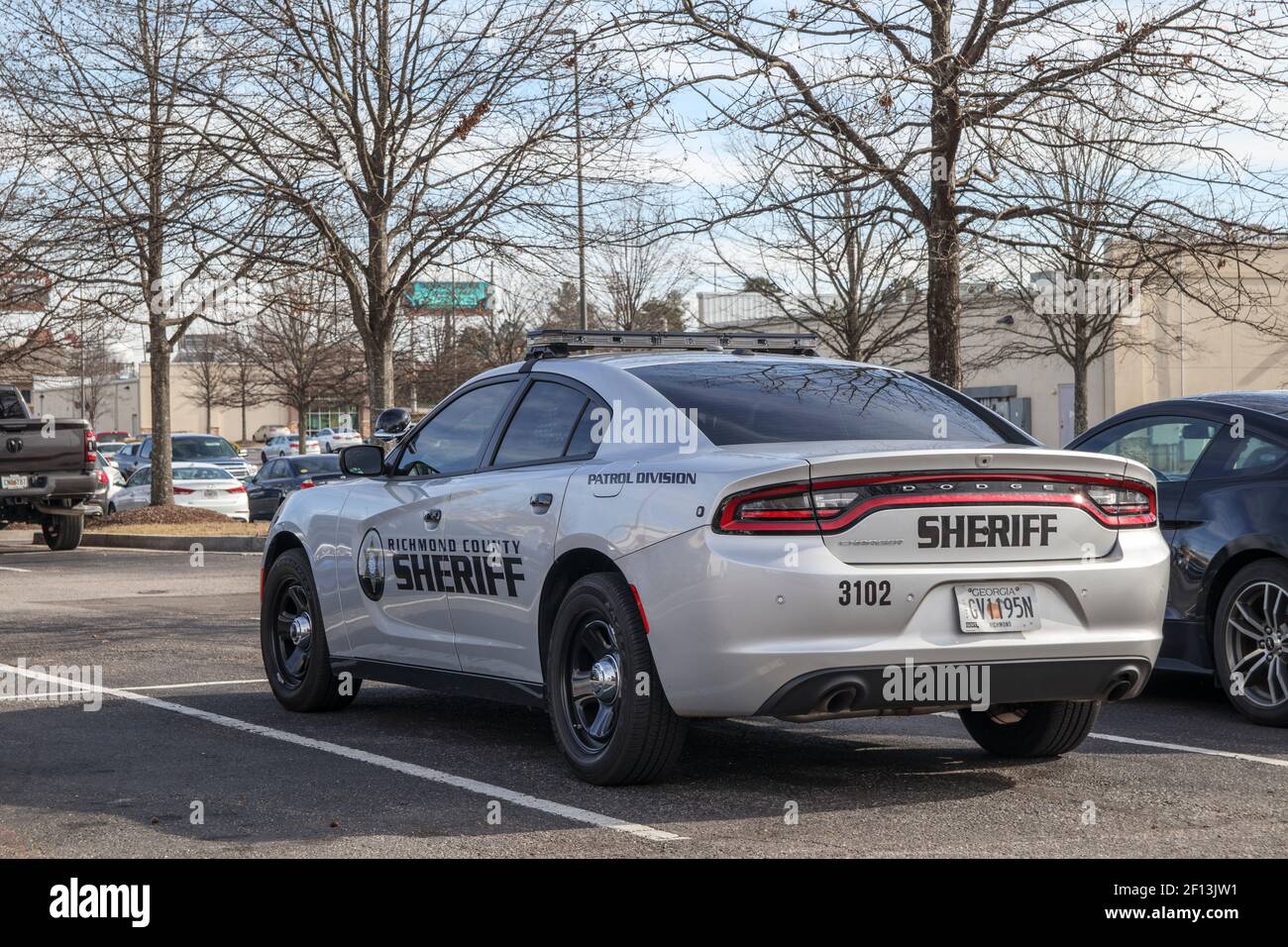 Augusta, Ga USA 01 06 21 Back view Richmond County Police Car Stock