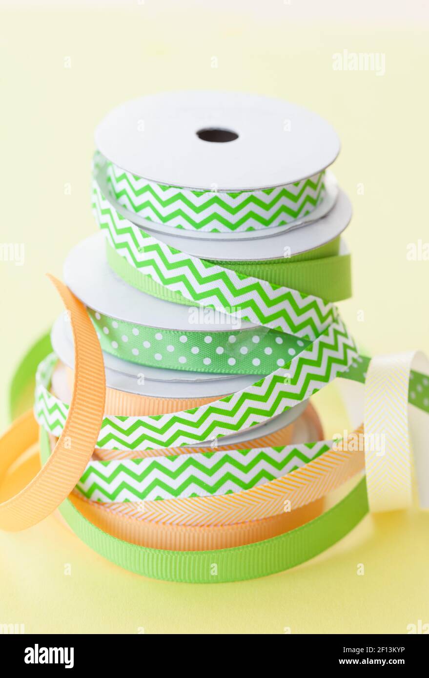 Colorful gift ribbons stacked Stock Photo - Alamy