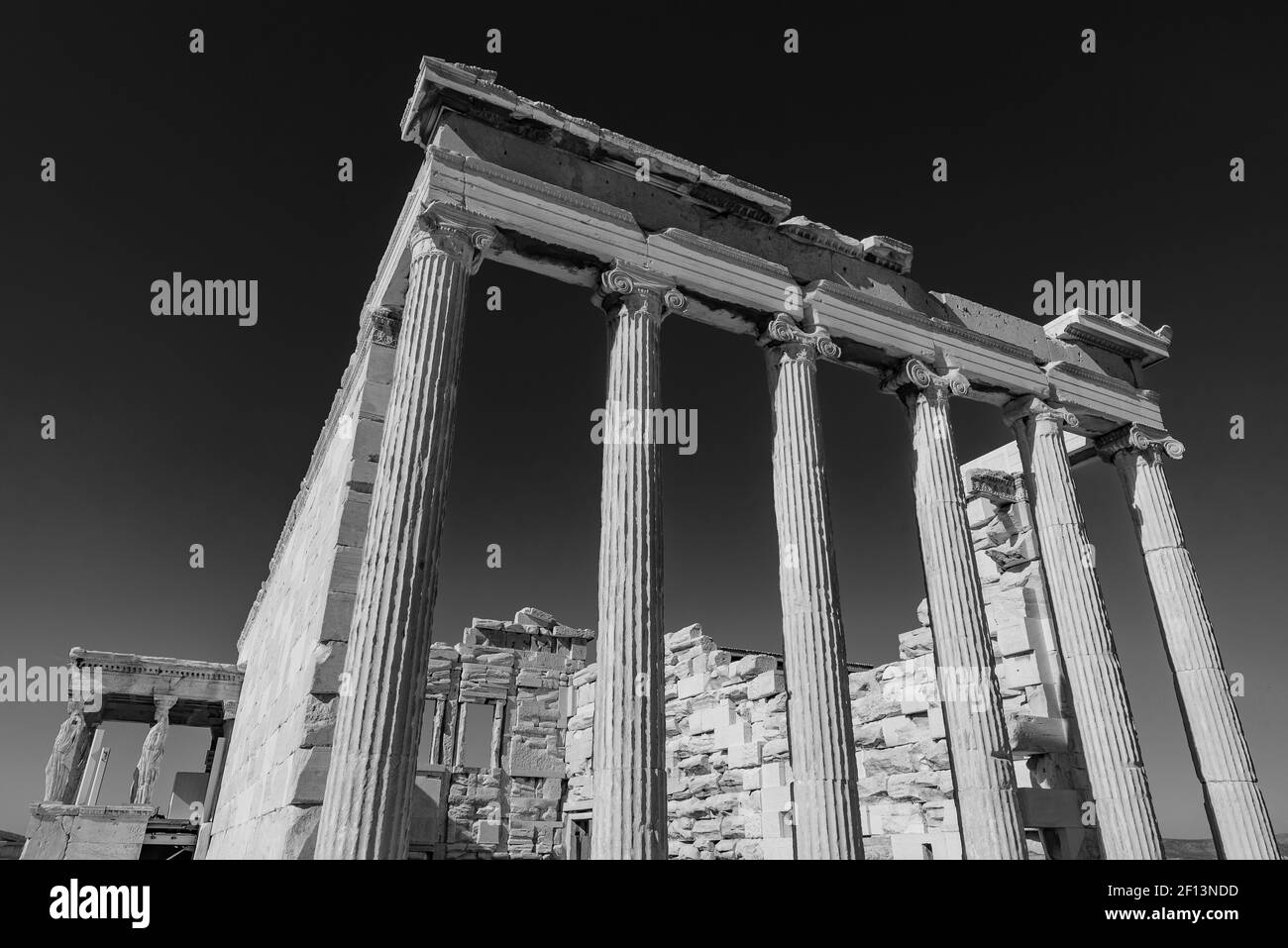 Erechtheion (Erechtheum), an ancient Greek temple at Acropolis in Athens, Greece Stock Photo