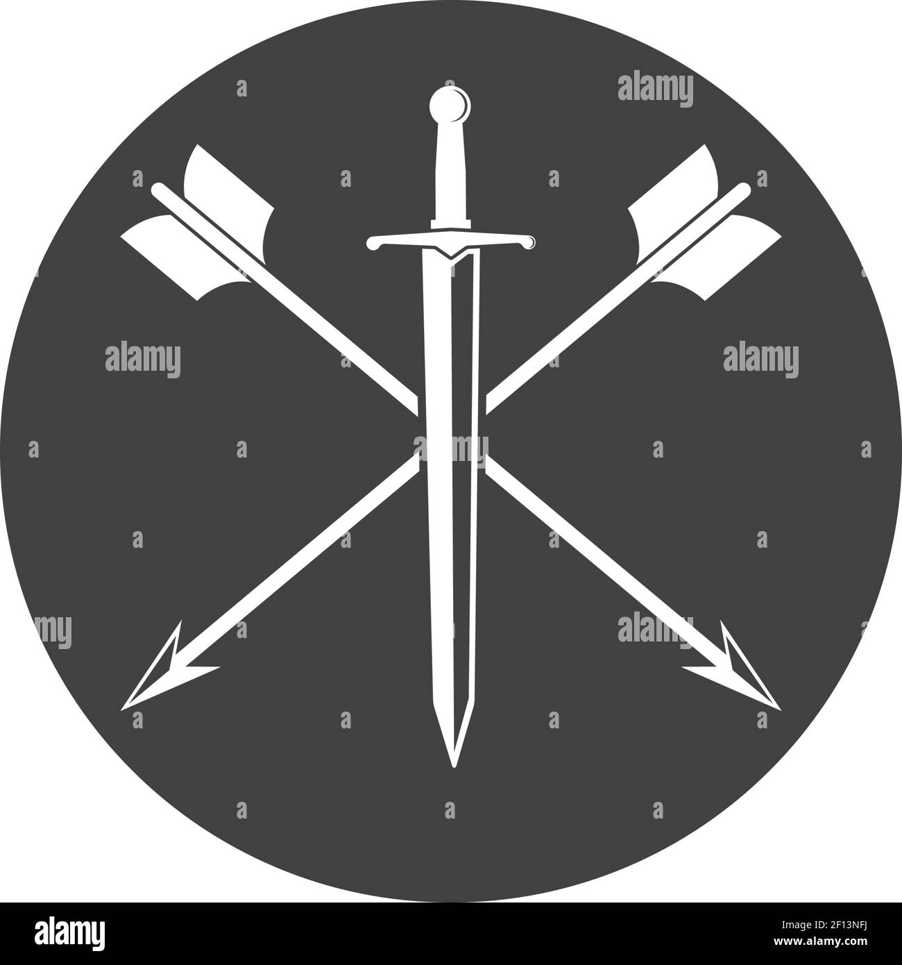 Emblem template with crossed swords. Design element for logo, label,  emblem, sign. Vector illustration Stock Vector Image & Art - Alamy