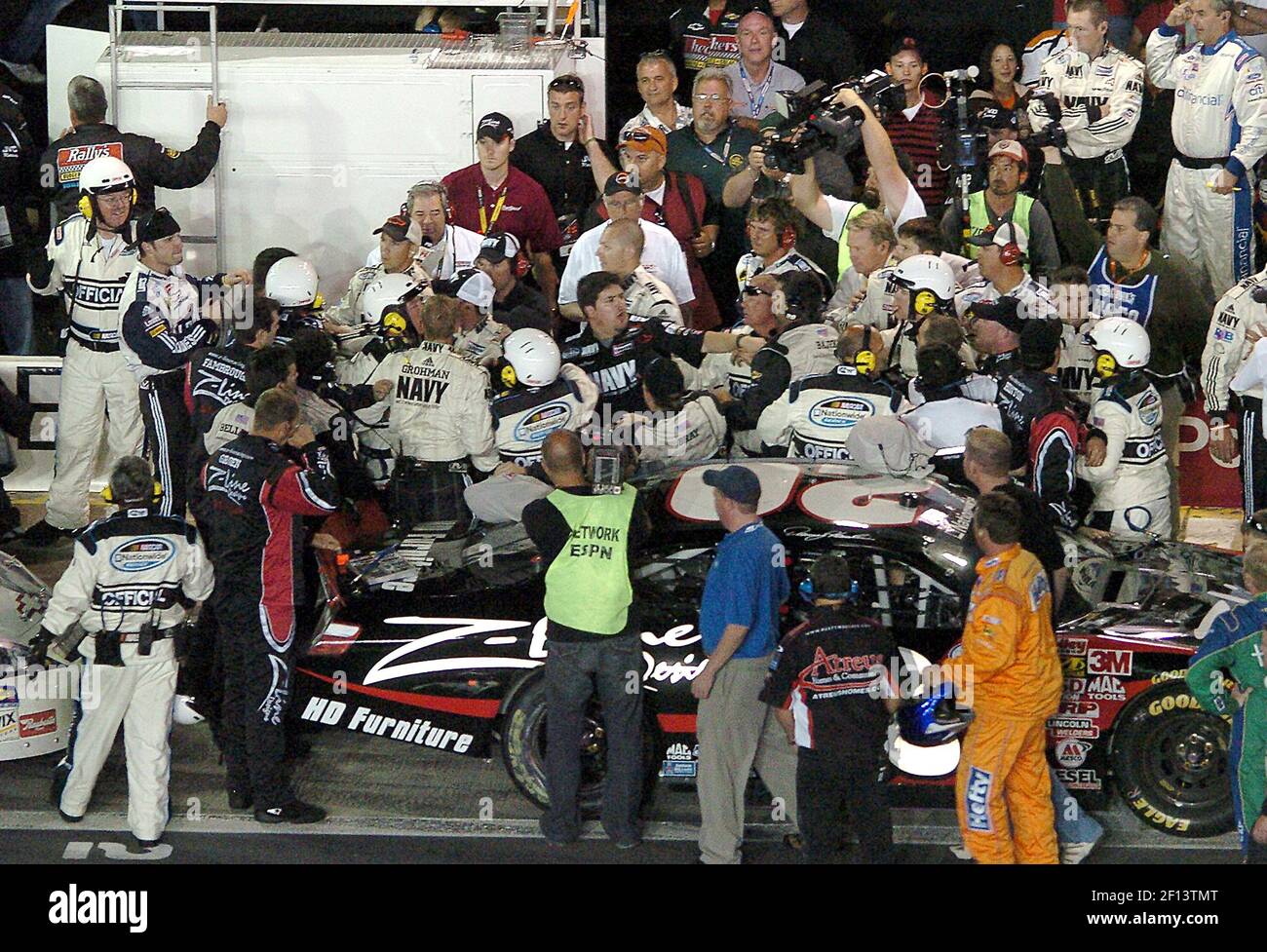 Kyle Busch celebrates his win in the NASCAR Nationwide Series Carquest