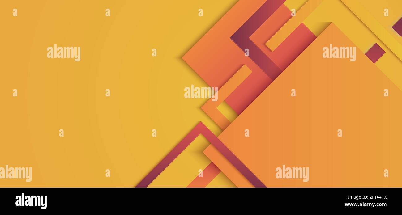 Banner template squares geometric yellow and red gradient color background modern style with space for your text. Vector illustration Stock Vector