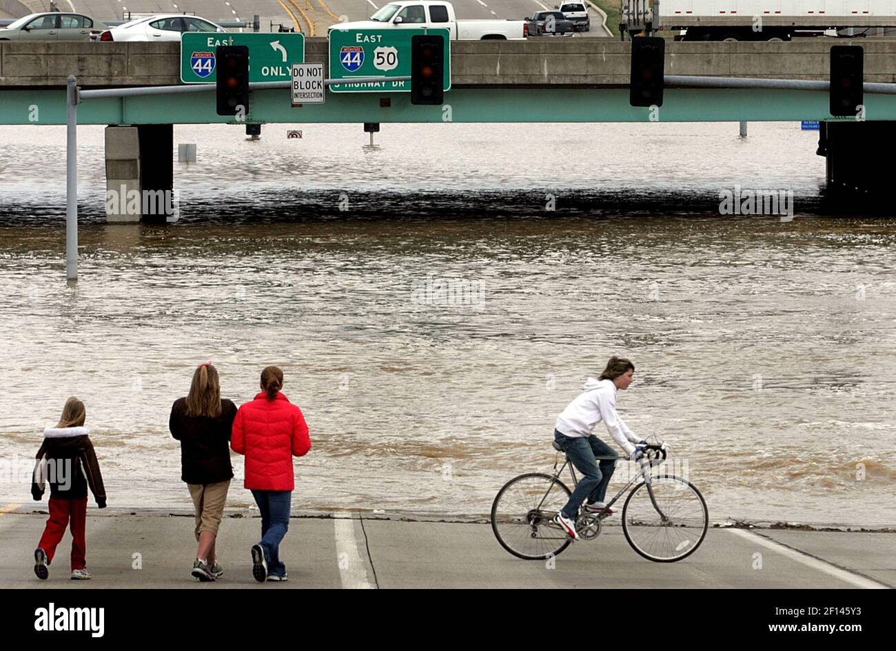 William McQuillen, 13, from Valley Park, uses a bicycle to navigate