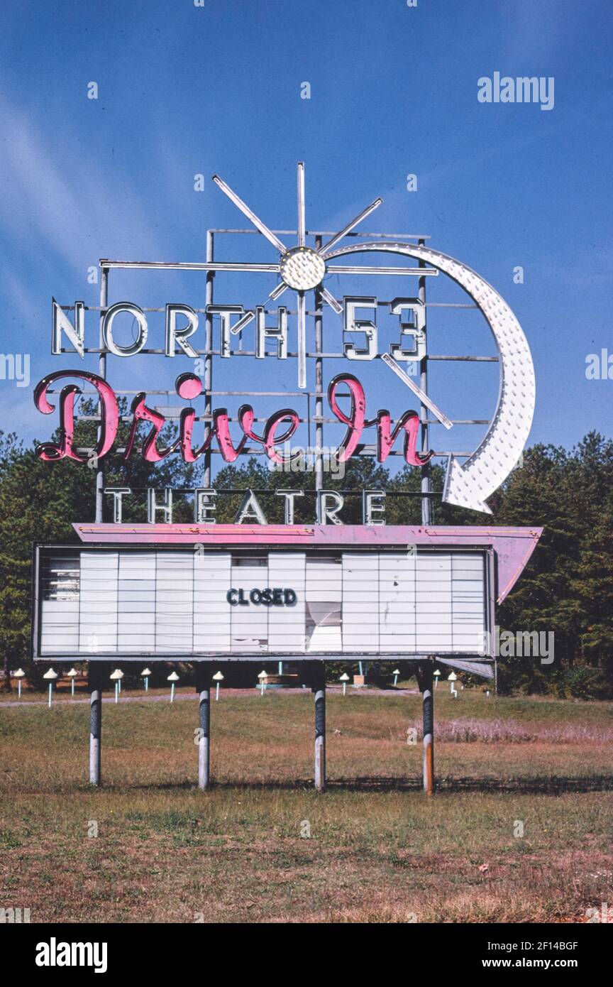 North 53 Drive-In Theater sign Route 53 Rome Georgia ca. 1980 Stock Photo