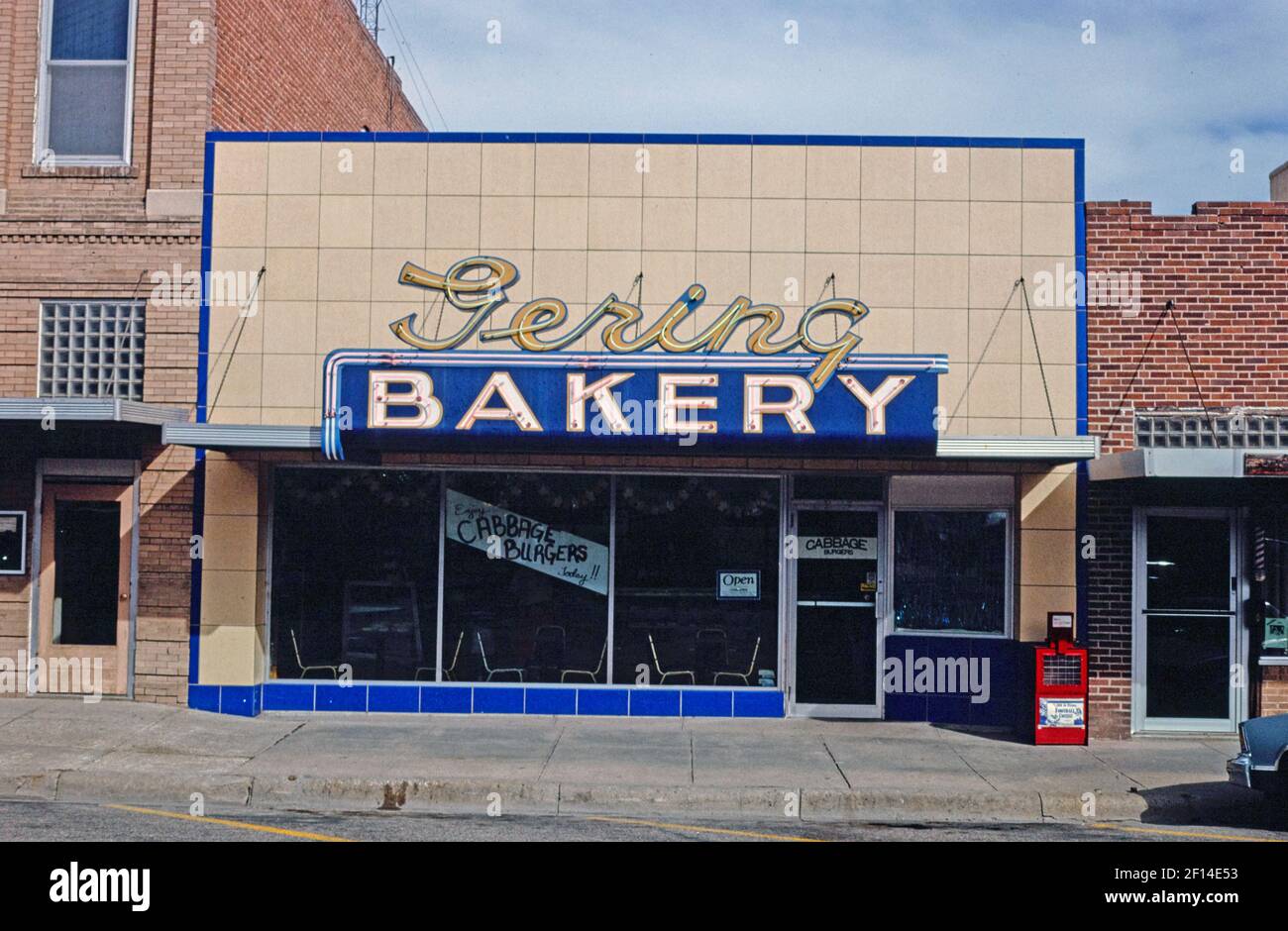 Gering Bakery horizontal view 10th Street Gering Nebraska ca. 1993 Stock Photo