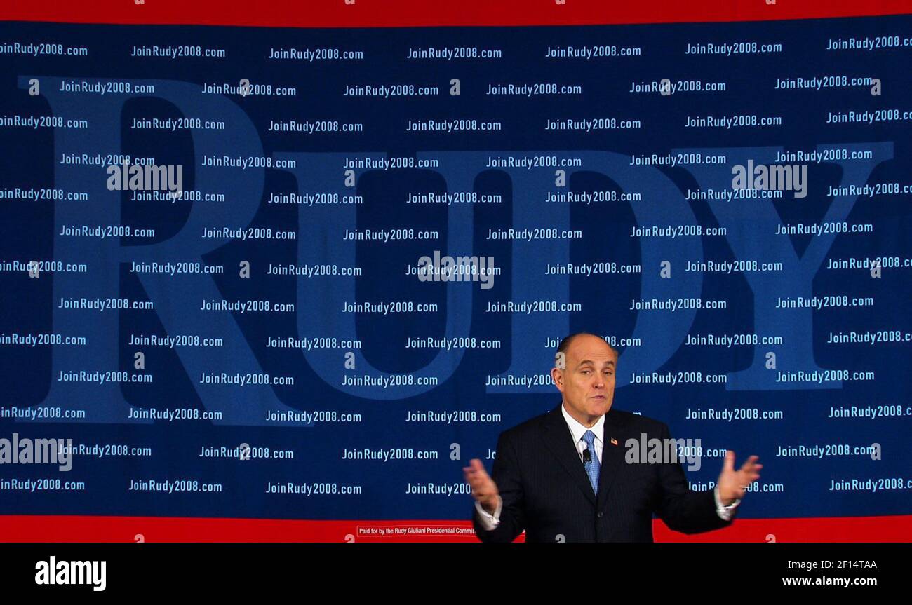 Republican presidential hopeful Rudy Giuliani speaks to a crowd at the ...