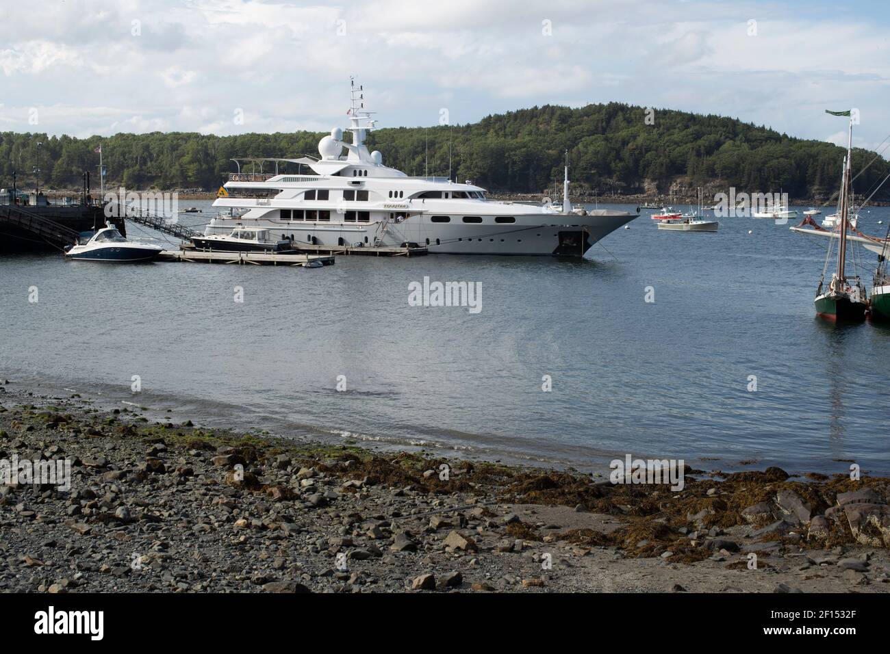 Boats in Frenchman Bay decorate the harbor in downtown Bar Harbor