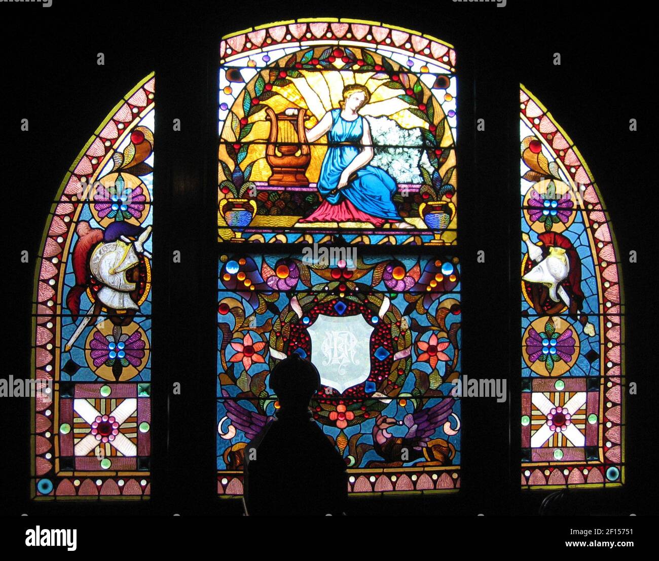 The Tiffanyquality stained glass window on the landing of the Rowley